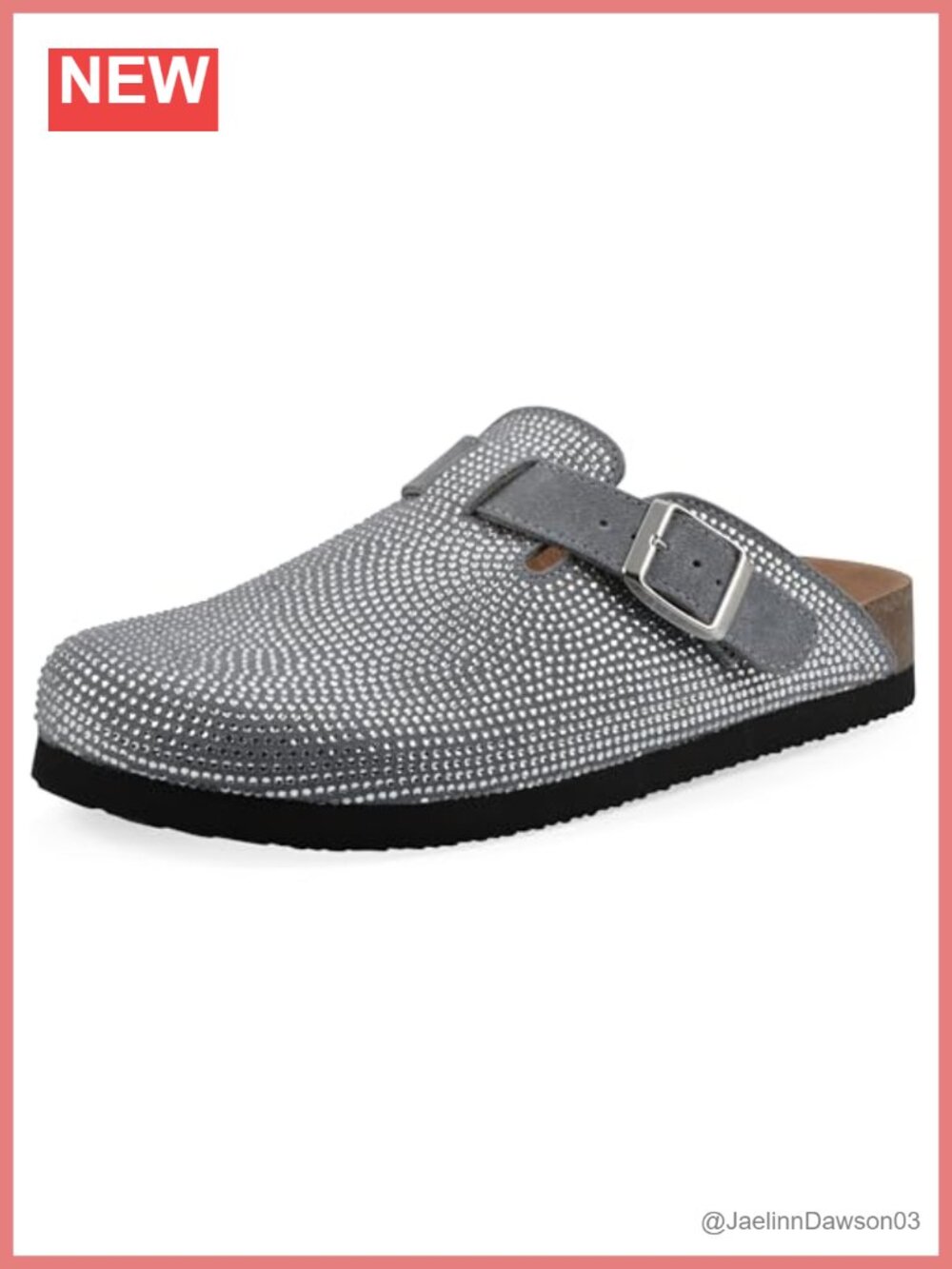 Leather Clog with Molded Footbed Cushioned Comfort Adjustable Buckle